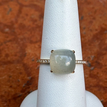 Estate 14KT Yellow Gold Moonstone + Diamond Accent Ring