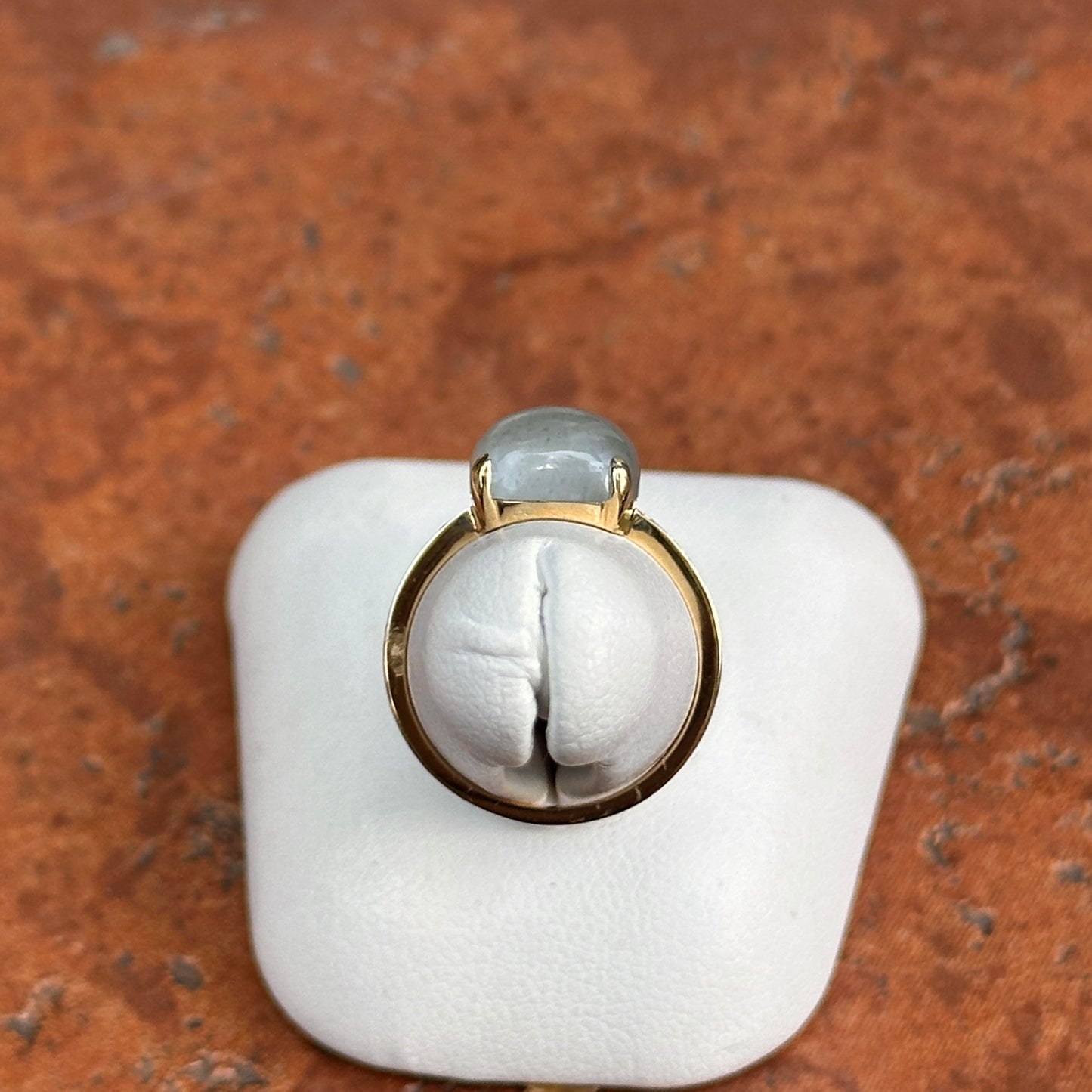 Estate 14KT Yellow Gold Moonstone + Diamond Accent Ring
