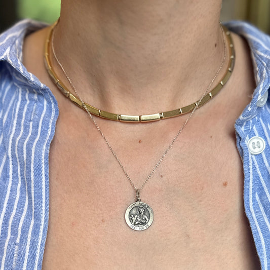 Sterling Silver St Andrew Round Medal Pendant 18mm