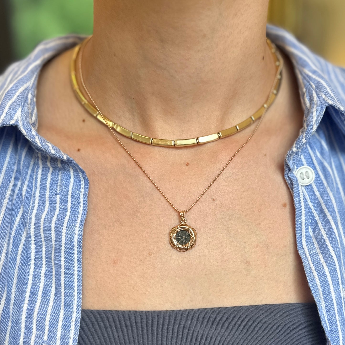 Estate 14K Rose Gold Bezeled Replica Roman Coin Pendant