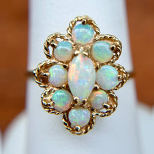 Load image into Gallery viewer, Estate 14KT Yellow Gold Marquise + Round Opal Ring