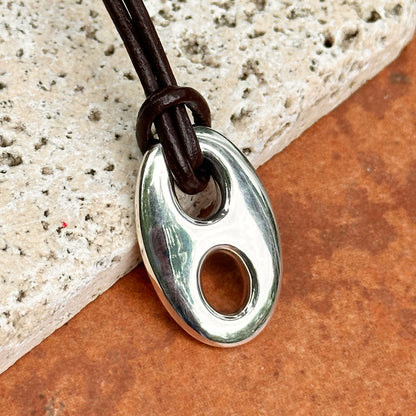 Sterling Silver Polished 25 mm Puffed Mariner Pendant Charm