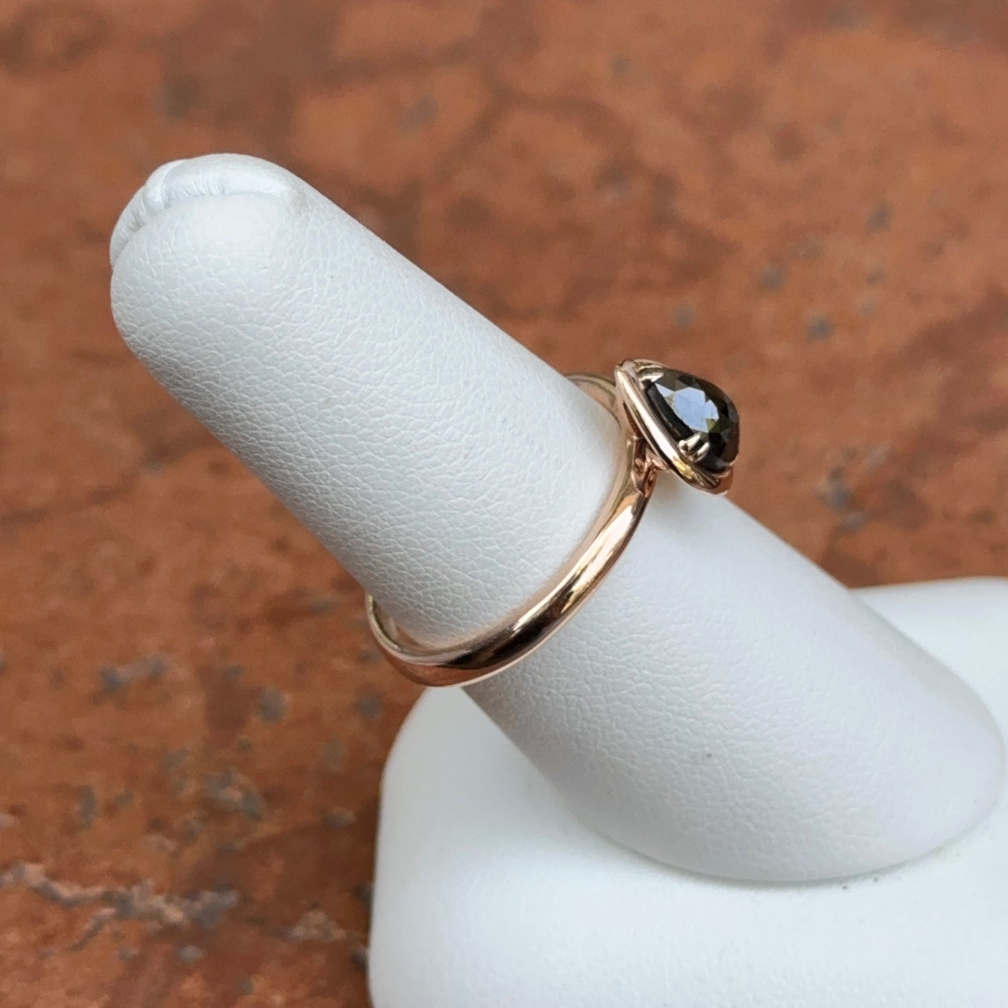 14KT Rose Gold Paul Klecka Bezel Pear Black Diamond Ring