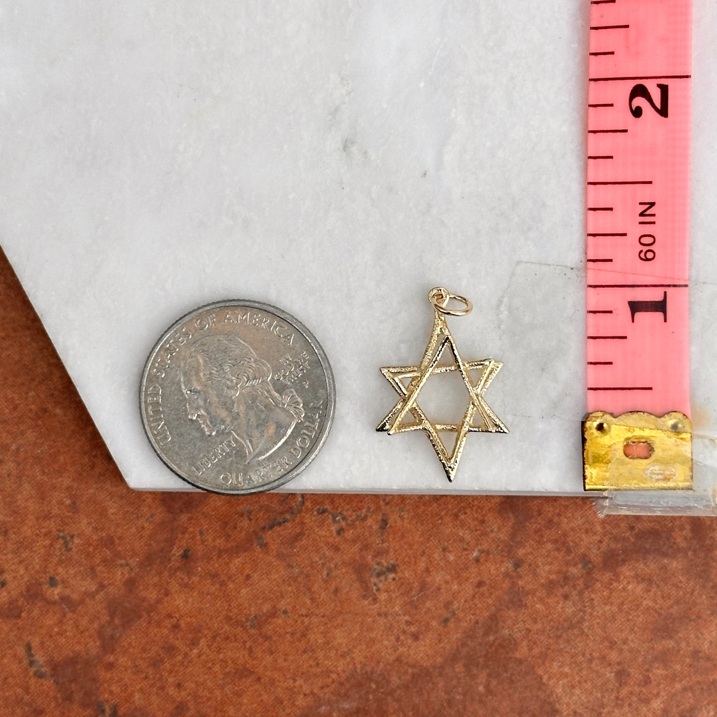 14KT Yellow Gold Matte 3D Star of David Pendant