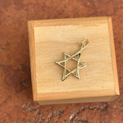 14KT Yellow Gold Matte 3D Star of David Pendant