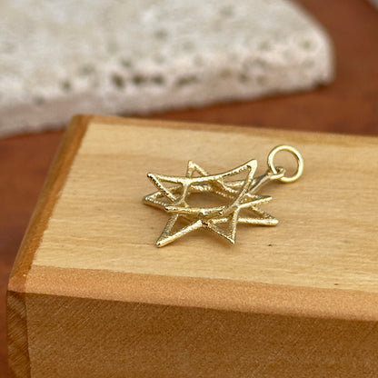 14KT Yellow Gold Matte 3D Star of David Pendant