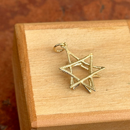 14KT Yellow Gold Matte 3D Star of David Pendant