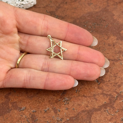 14KT Yellow Gold Matte 3D Star of David Pendant