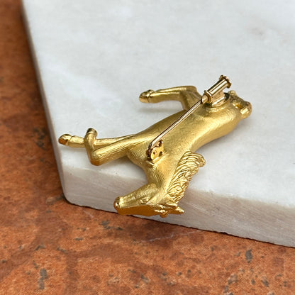 Estate 18KT Yellow Gold Matte 3D Horse Pin Brooch
