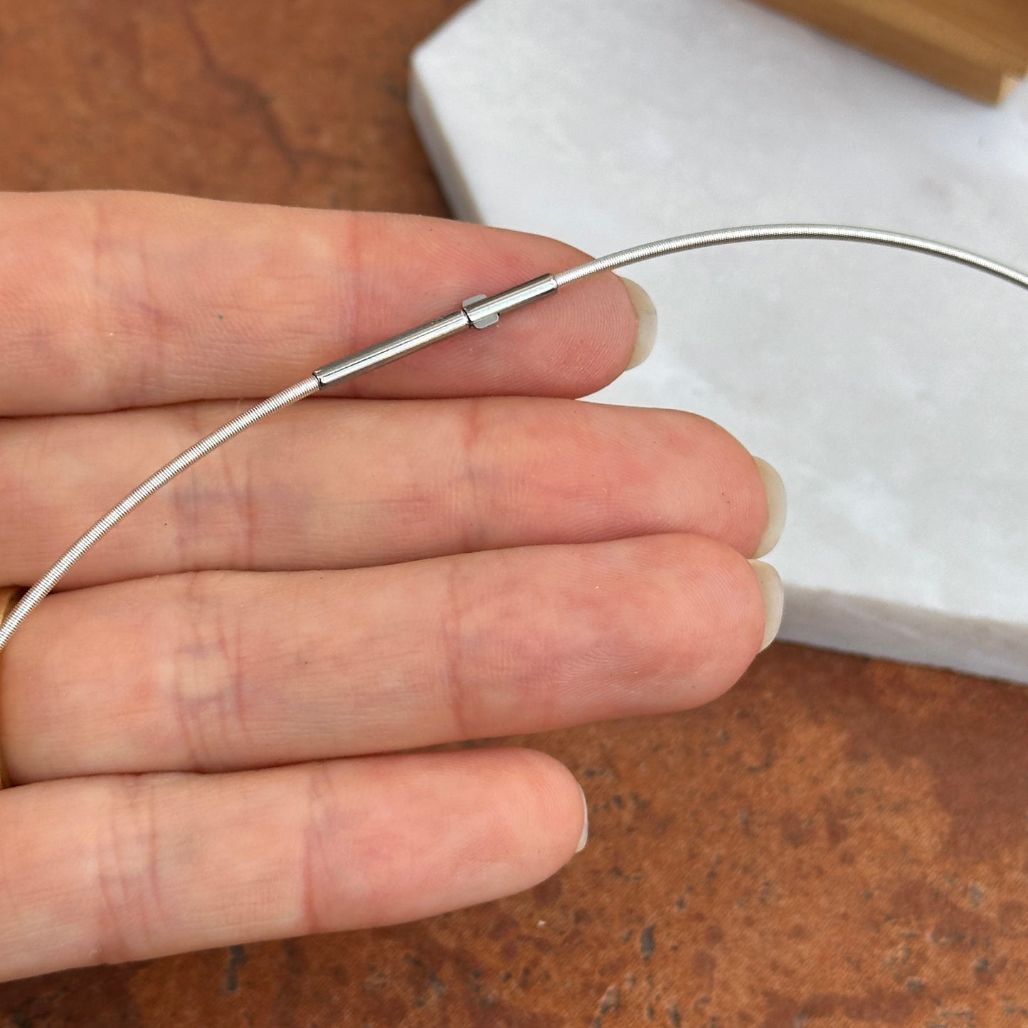 Silver Plated Stainless Steel 1.4mm Coiled Necklace