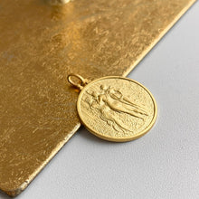 Load image into Gallery viewer, 18KT Yellow Gold The Three Graces Matte Gold Medal Pendant 30mm