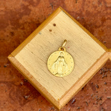Load image into Gallery viewer, 14KT Yellow Gold Matte Miraculous Mary Medal Round Medal Pendant 16mm