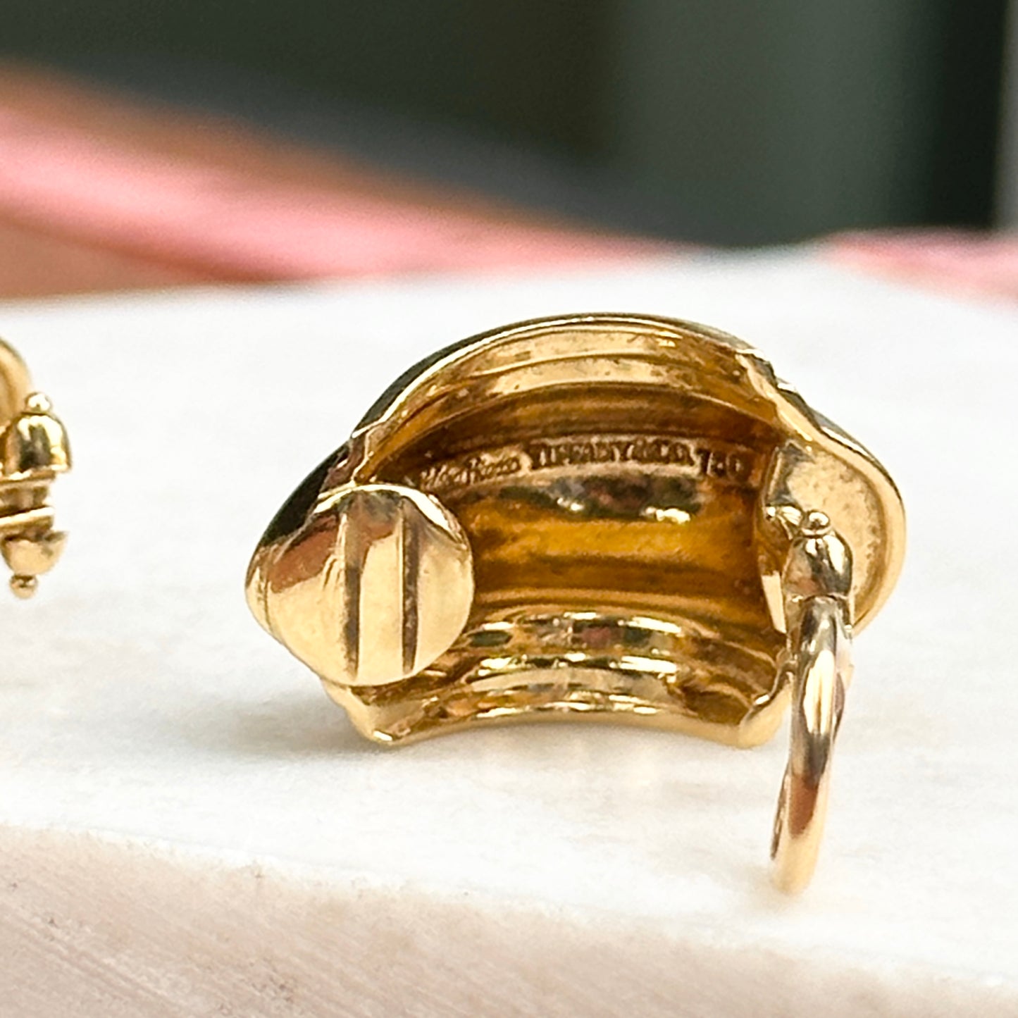 Estate 18KT Yellow Gold Tiffany & Co. Paloma Picasso Vendome Half-Hoop Earrings