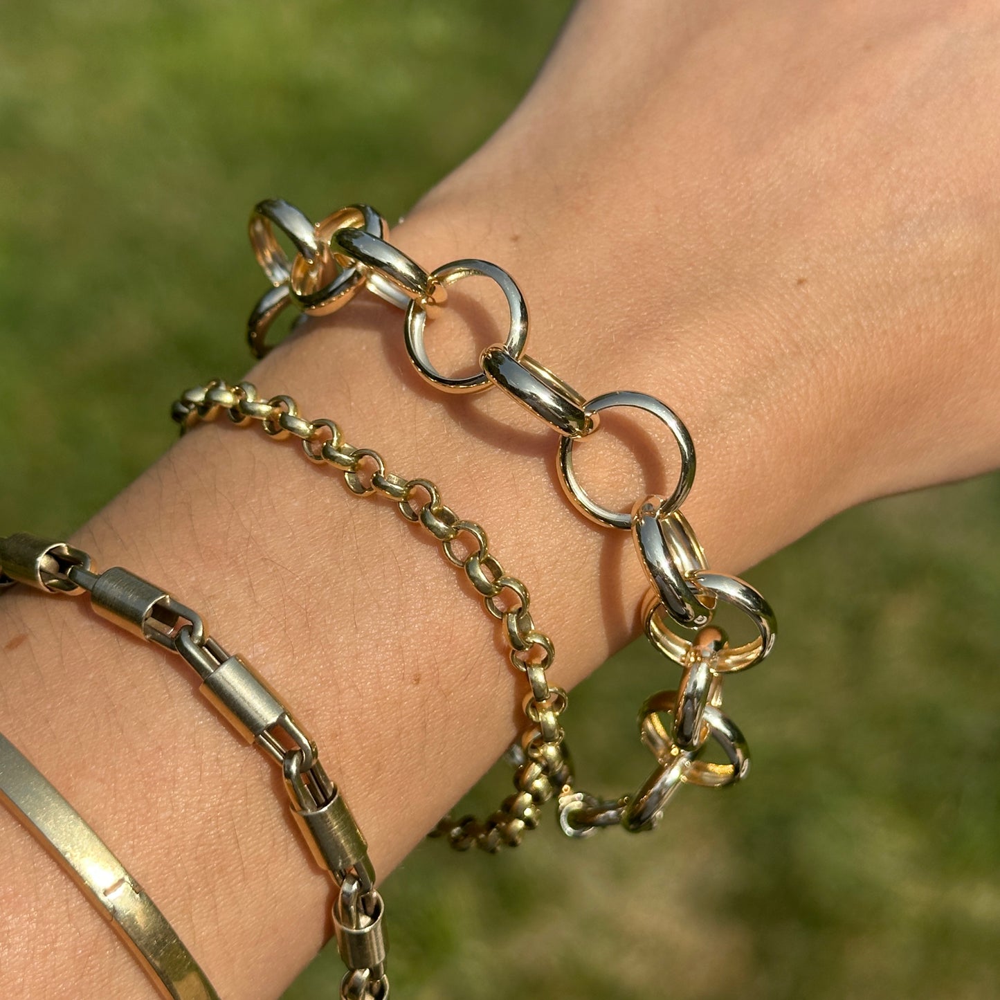 Estate 14KT Yellow Gold 13mm Rolo Chain Bracelet
