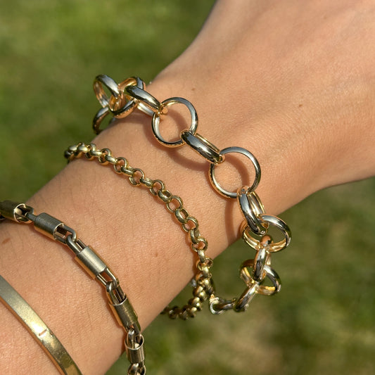 Estate 14KT Yellow Gold 13mm Rolo Chain Bracelet