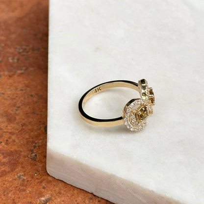 14K Yellow Gold Round Yellow + White Diamond Ring Size 6