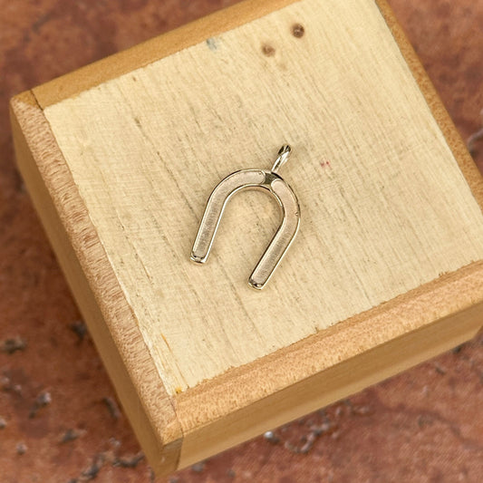 14KT Yellow Gold Matte Horseshoe Pendant Charm