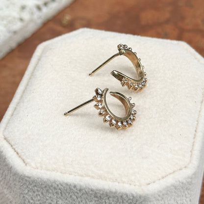 14KT Yellow Gold Round Diamond Swirl Circle Stud Earrings