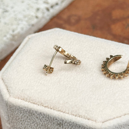 14KT Yellow Gold Round Diamond Swirl Circle Stud Earrings