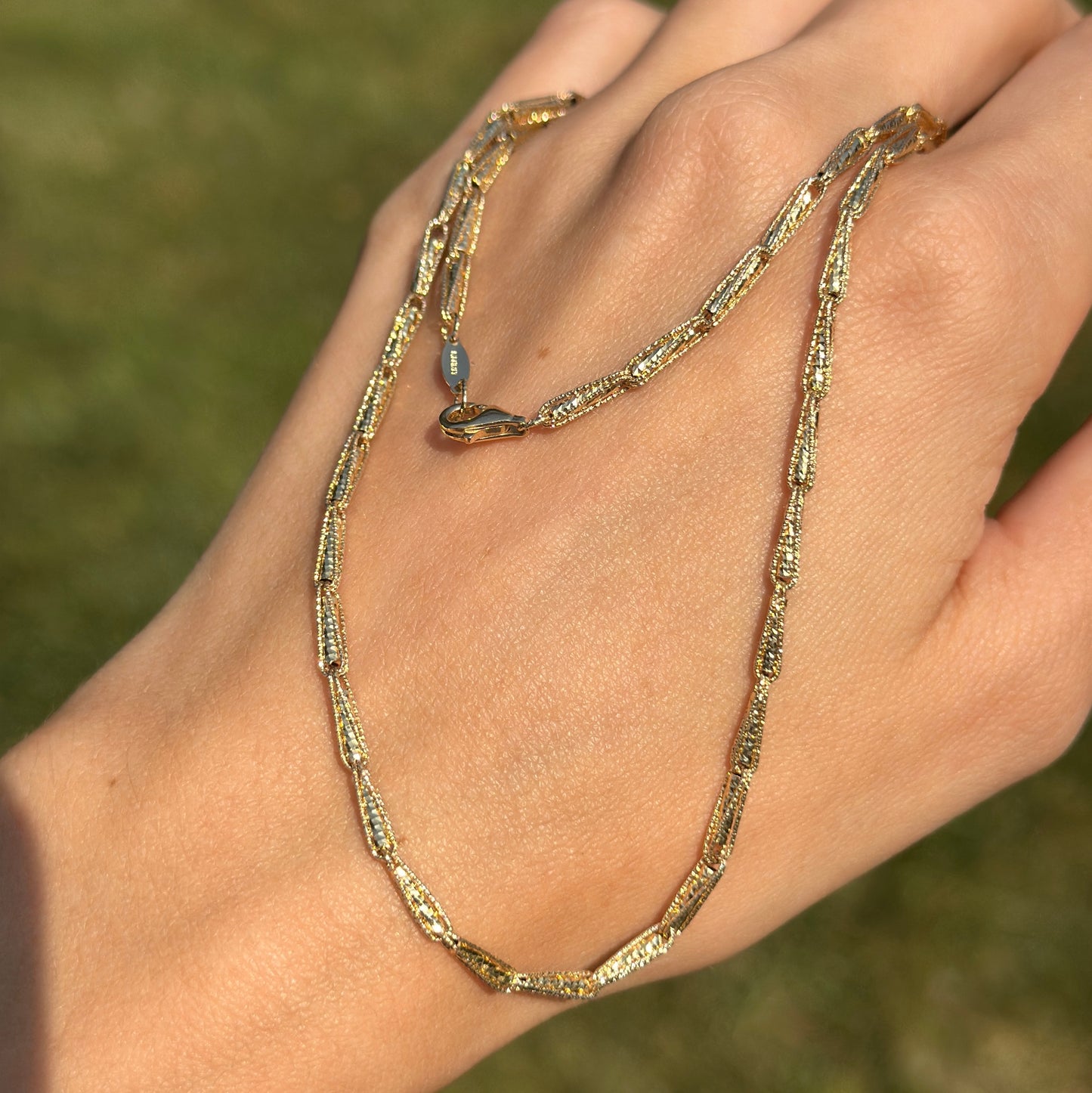 14KT Yellow Gold Tear Drop Link Chain Necklace 24"