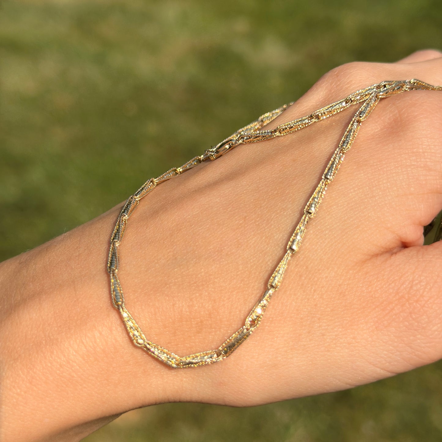 14KT Yellow Gold Tear Drop Link Chain Necklace 24"