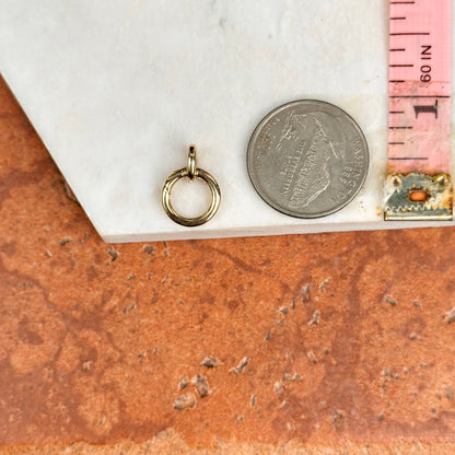 14KT Yellow Gold Circle Push-In Charm Holder Pendant 12mm
