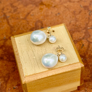 14KT Yellow Gold Double Baroque Pearl Dangle Earrings