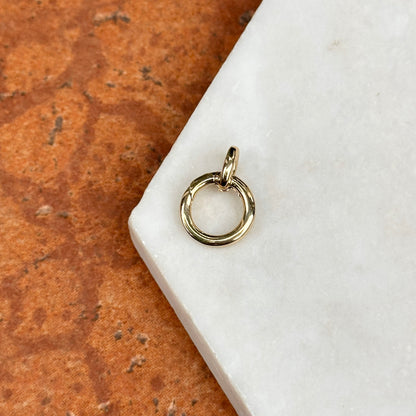 14KT Yellow Gold Circle Push-In Charm Holder Pendant 12mm