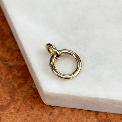 14KT Yellow Gold Circle Push-In Charm Holder Pendant 12mm