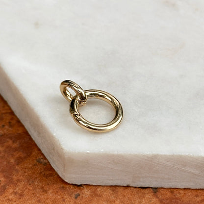 14KT Yellow Gold Circle Push-In Charm Holder Pendant 12mm