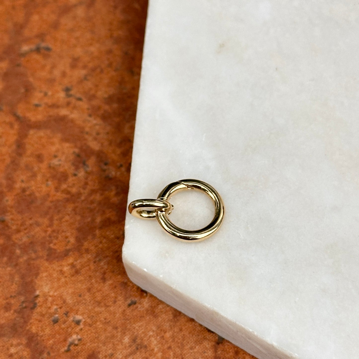 14KT Yellow Gold Circle Push-In Charm Holder Pendant 12mm