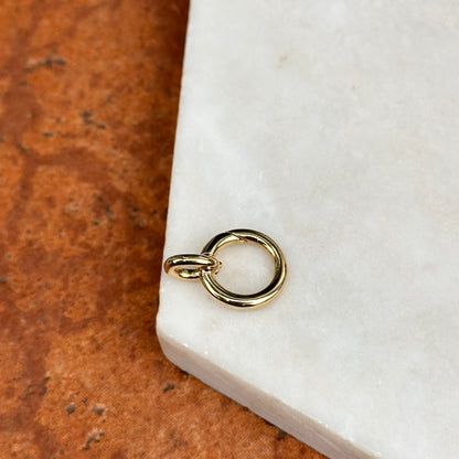 14KT Yellow Gold Circle Push-In Charm Holder Pendant 12mm