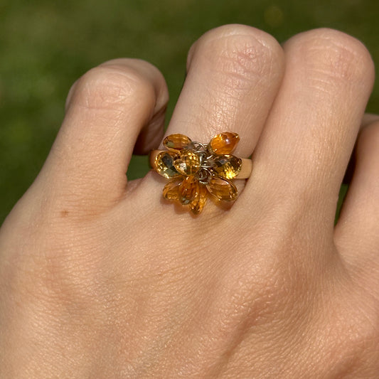Estate 10KT Yellow Gold Briolette Citrine Ring