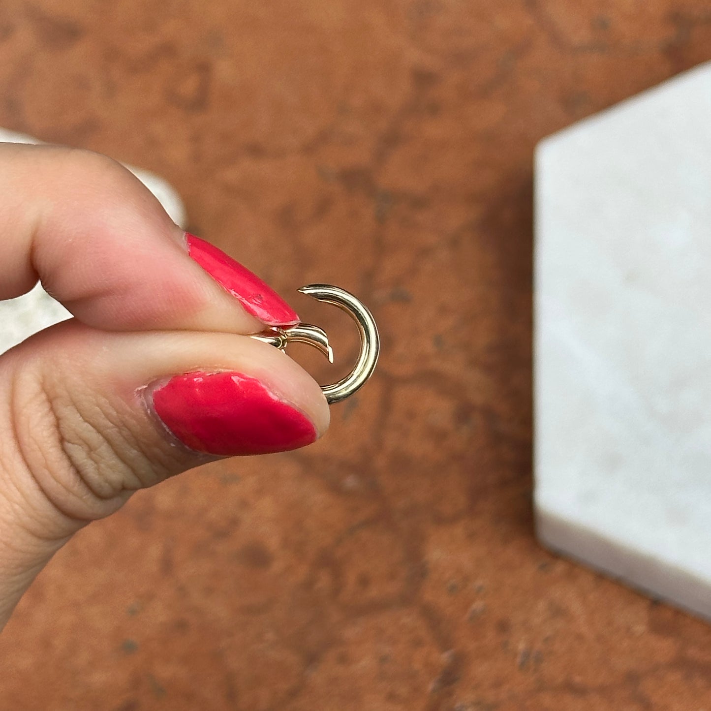 14KT Yellow Gold Circle Push-In Charm Holder Pendant 12mm