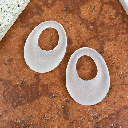 Estate Frosted Crystal Oval Earring Charms
