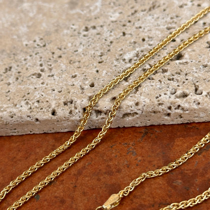 14KT Yellow Gold Solid 2.1mm Spiga Chain Necklace