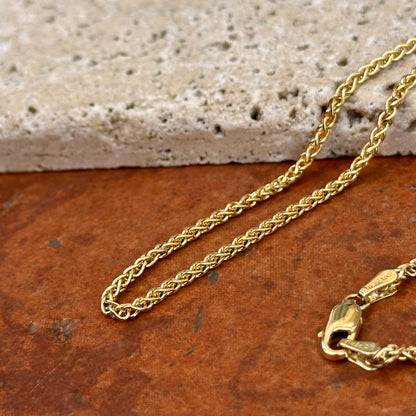 14KT Yellow Gold Solid 2.1mm Spiga Chain Necklace