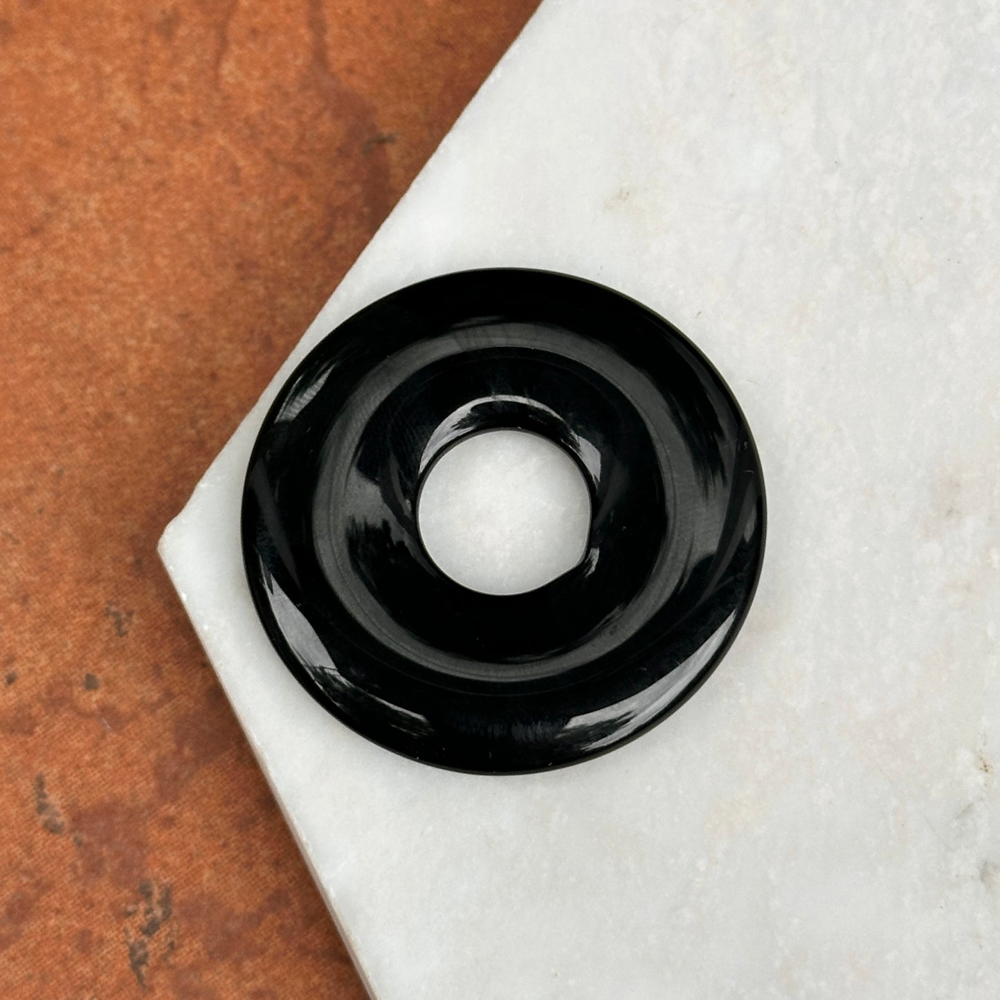 Black Onyx Round Disc Pendant Charm 40mm