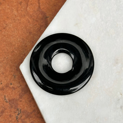 Black Onyx Round Disc Pendant Charm 40mm