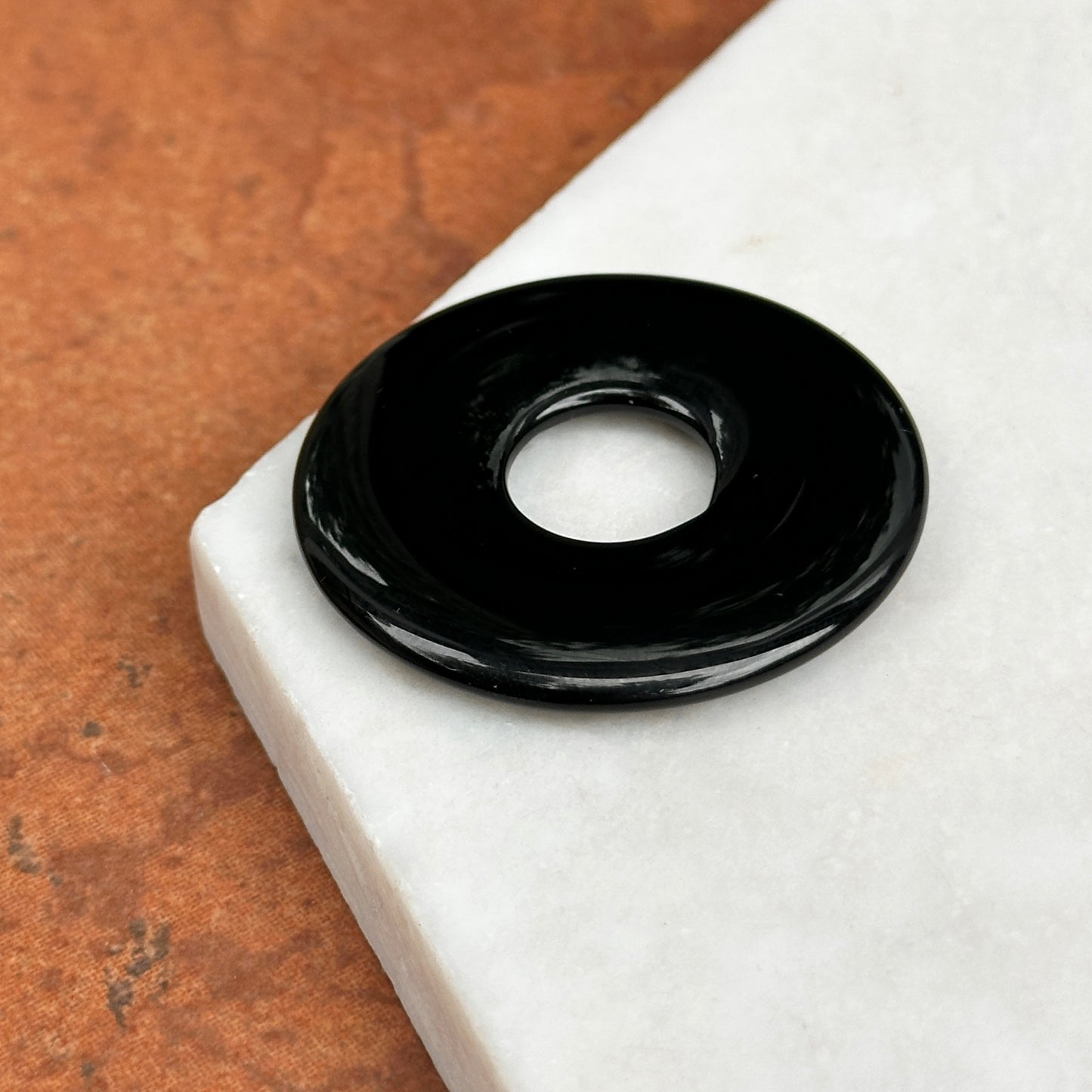 Black Onyx Round Disc Pendant Charm 40mm