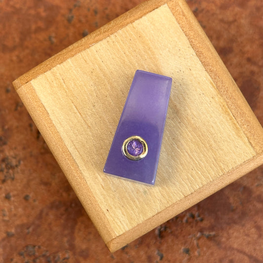 Estate 14KT Yellow Gold Purple Amethyst Tapered Pendant Slide