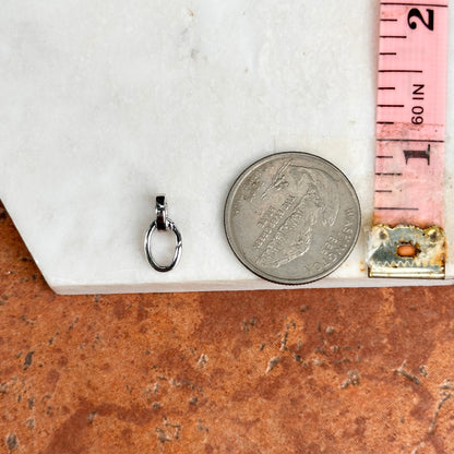 14KT White Gold Oval Link Push-In Charm Holder / Connector Clasp 14mm