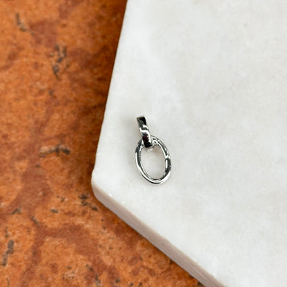 14KT White Gold Oval Link Push-In Charm Holder / Connector Clasp 14mm