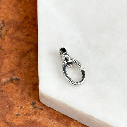 14KT White Gold Oval Link Push-In Charm Holder / Connector Clasp 14mm