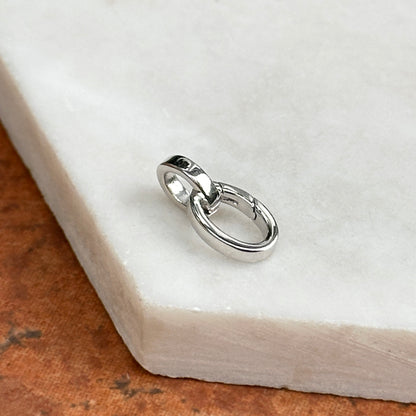 14KT White Gold Oval Link Push-In Charm Holder / Connector Clasp 14mm