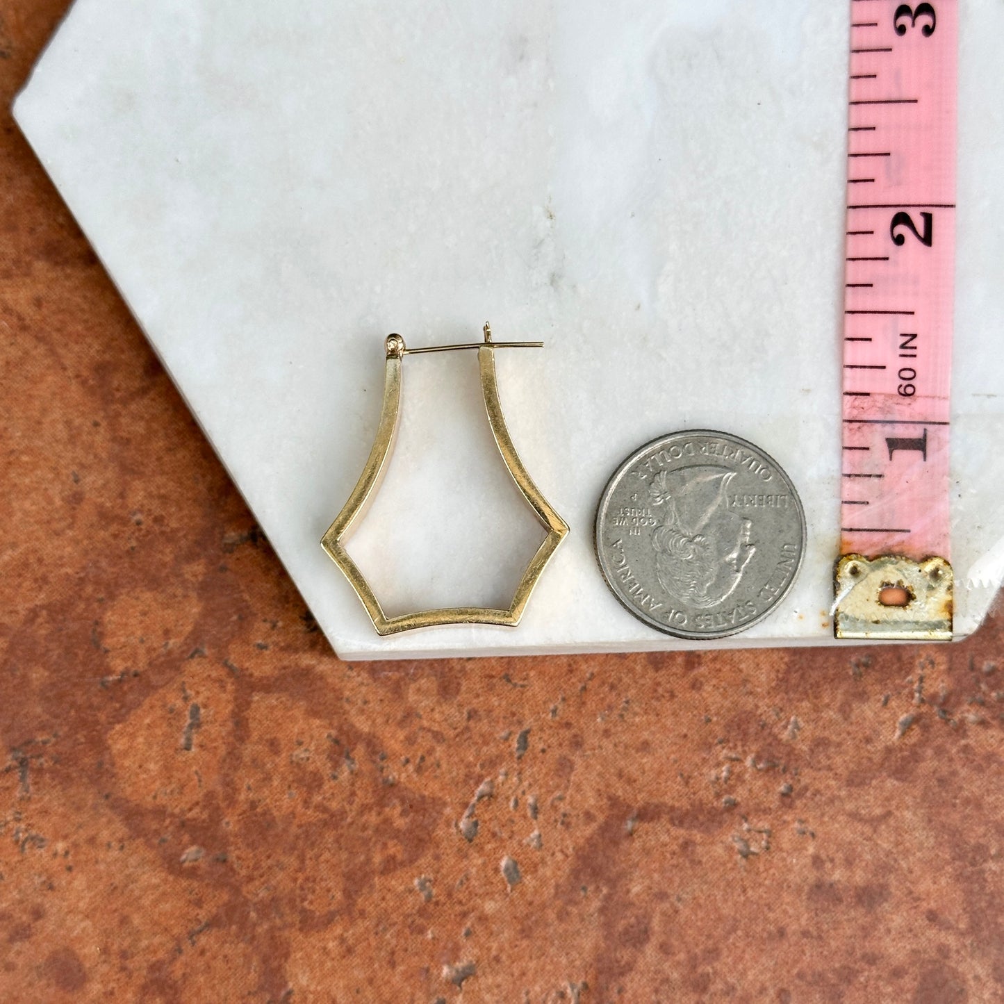 Estate 14KT Yellow Gold Large Geometric Hoop Earrings