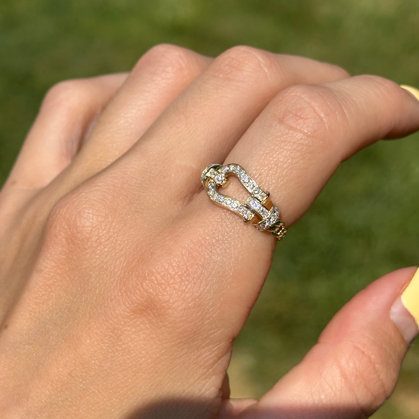 Estate 10KT Yellow Gold Diamond Horse Bit Ring