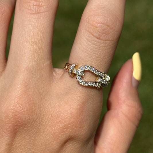 Estate 10KT Yellow Gold Diamond Horse Bit Ring