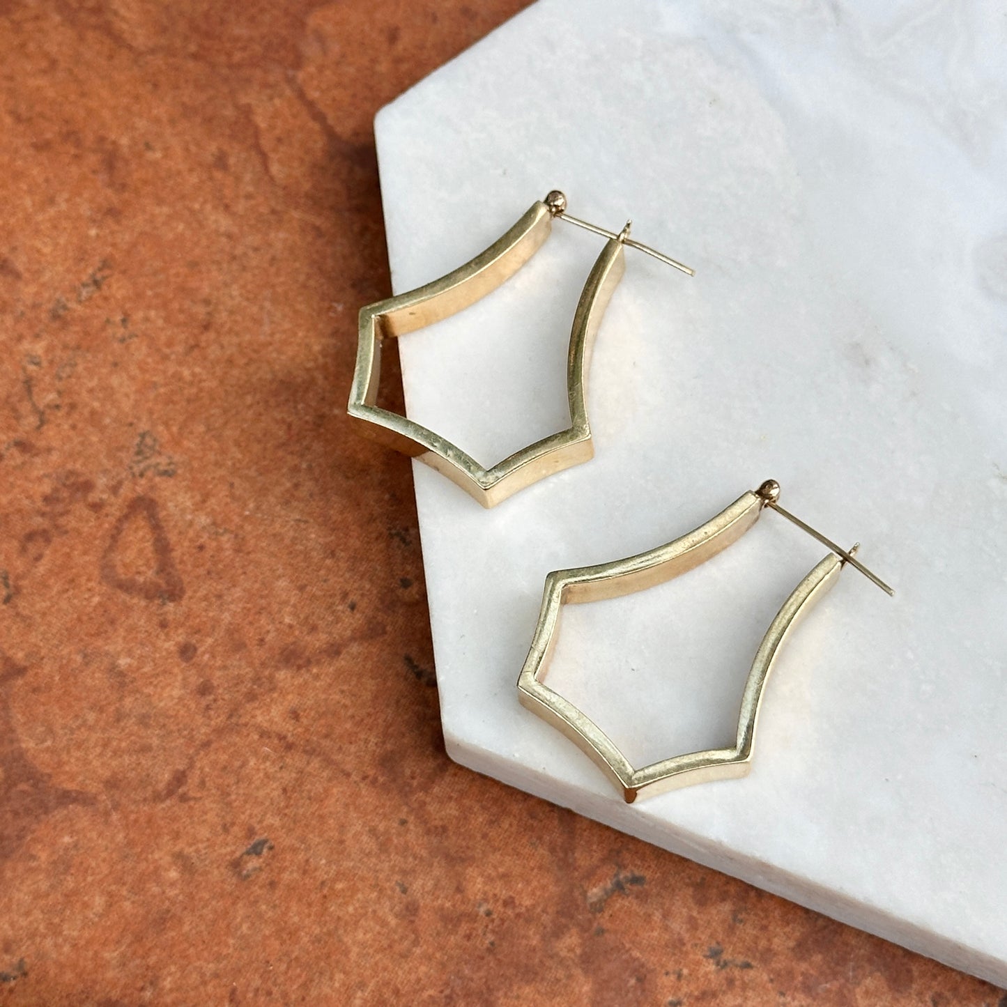 Estate 14KT Yellow Gold Large Geometric Hoop Earrings