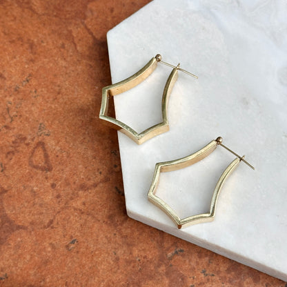 Estate 14KT Yellow Gold Large Geometric Hoop Earrings
